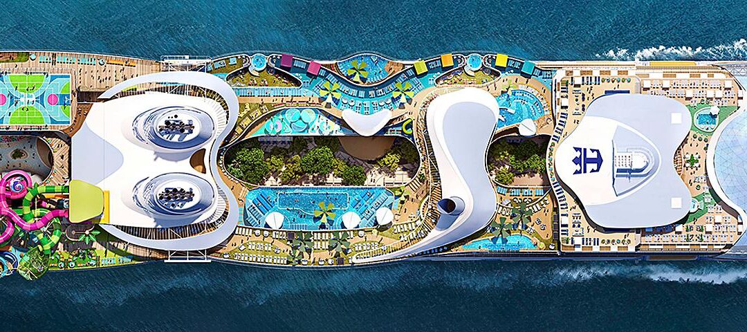 Overhead view of the Icon of the Seas cruise ship